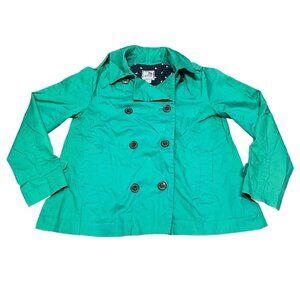 JCP Green 100% Cotton Jacket Lightweight Coat Double Breasted Mini Trench Size M